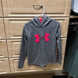 Under Armour cold gear Charcoal Hoodie with Neon Pink Emblem